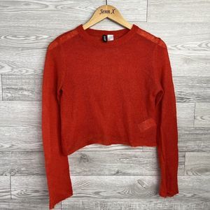 Divided Wool Blend Crop Sweater Womens Size S